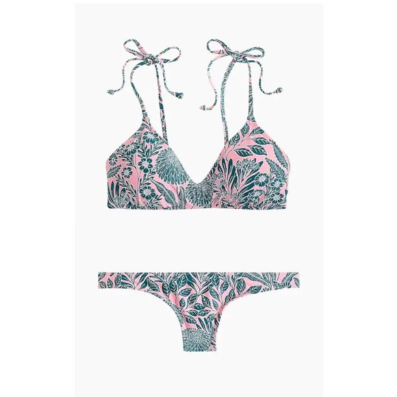 NWT J. Crew Pink/Teal Floral Bikini Top and Bottom